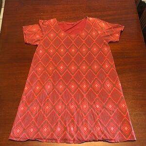 Fresh Produce Red Short Sleeve T-Shirt Dress with Pockets! Size L